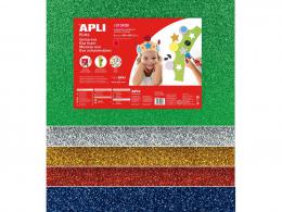 Apli EVA Glitterfoam Kerstkleuren 5 stuk 60x40 cm - #599510