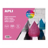 Apli Glitterpapier - 32x24 cm - 280 gr - 6 vel - #599516