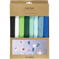 CC Crêpepapier Blauw en Groen harmonie 8 vel - #594023