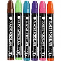 Creativ Company - CC Glas- en Porseleinstift Zonder Pomppunt Set Secundair 6 stuks - #591911