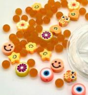 Hobby &amp; Crafting Fun - Katsuki Smileys Kralen met Draad 64 stuks Oranje - #589786