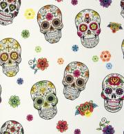 Kunstleer Bedrukt 50x70cm, Skulls white - #563339