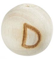 Letter kogel voor speenketting 10pcs x 12mm, Beuk natuur licht, D - #545668