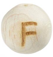 Letter kogel voor speenketting 10pcs x 12mm, Beuk natuur licht, F - #545666