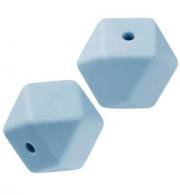 Zeshoekige kraal uit silicoon voor speenketting 3pcs x 14mm, Grijs/blauw - #527525